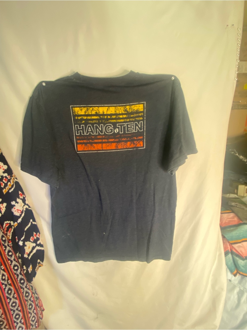 Hang Ten Navy Tee with Yellow and Orange Graphic